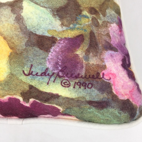 Judy Buswell 1990 Violets Watercolor Accent Pillow - Picture 2 of 5
